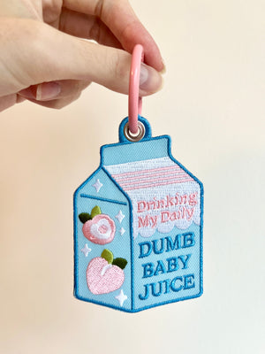 Dumb Baby Juice Embroidered Keychain