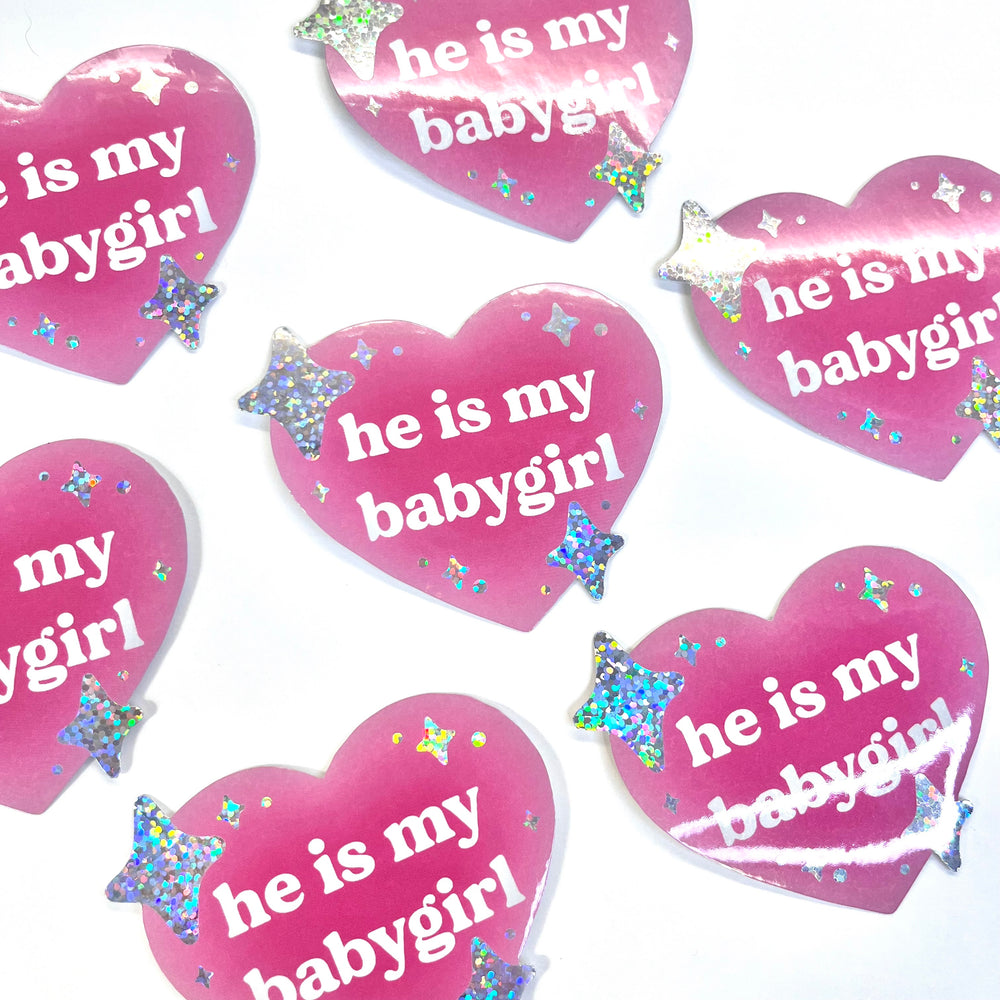 
            
                Load image into Gallery viewer, Vinyl Sticker - He is My Babygirl Heart
            
        