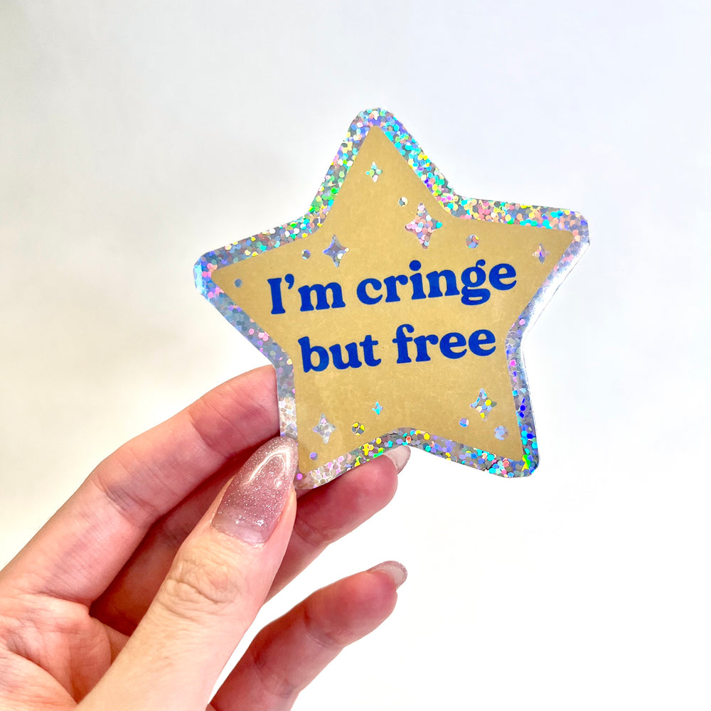 
            
                Load image into Gallery viewer, Vinyl Sticker - I&amp;#39;m Cringe but Free Star
            
        