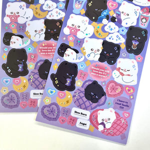 
            
                Load image into Gallery viewer, Sticker Sheet - Kitty Sleepover
            
        