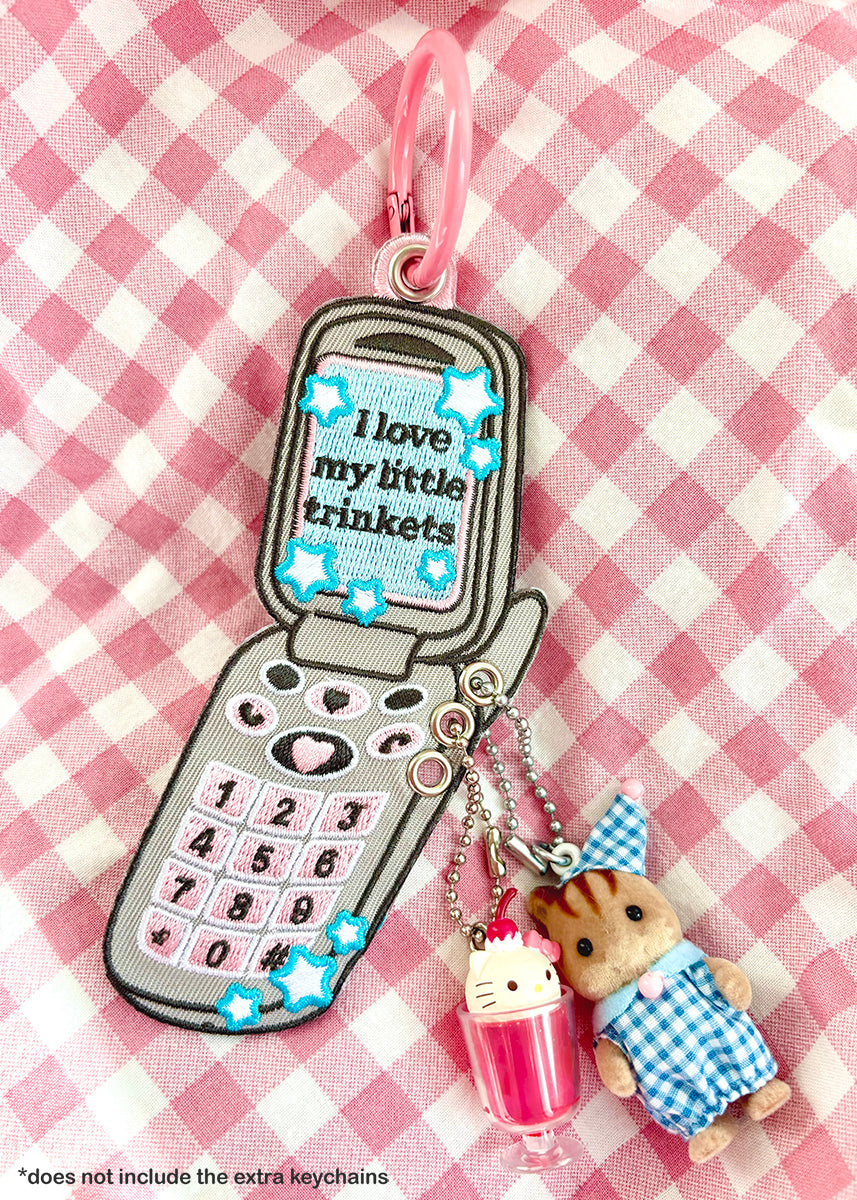 Y2K Flip Phone Trinkets Embroidered Keychain – Maobabie