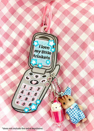 Y2K Flip Phone Trinkets Embroidered Keychain