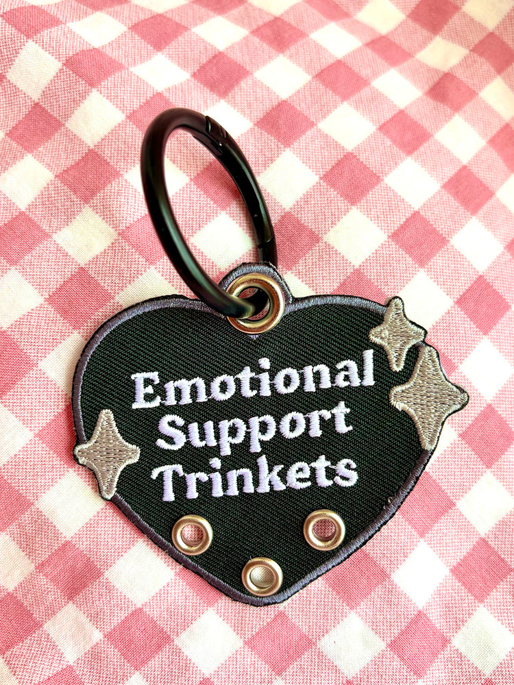 Emotional Support Trinkets Heart Embroidered Keychain