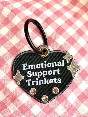 Emotional Support Trinkets Heart Embroidered Keychain