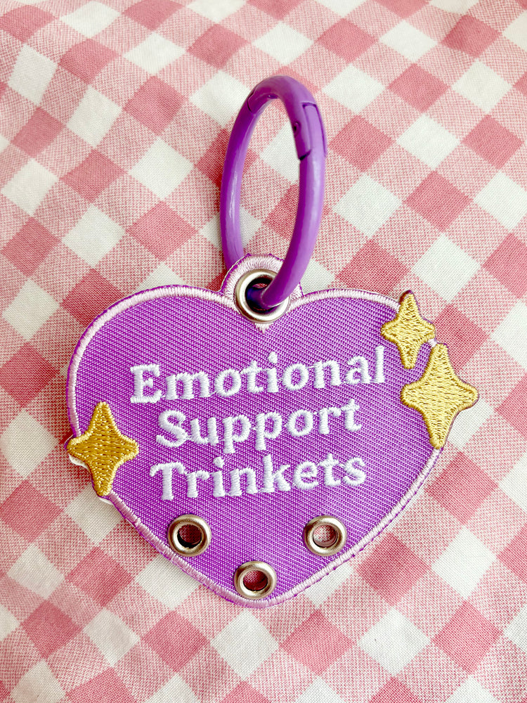 Emotional Support Trinkets Heart Embroidered Keychain