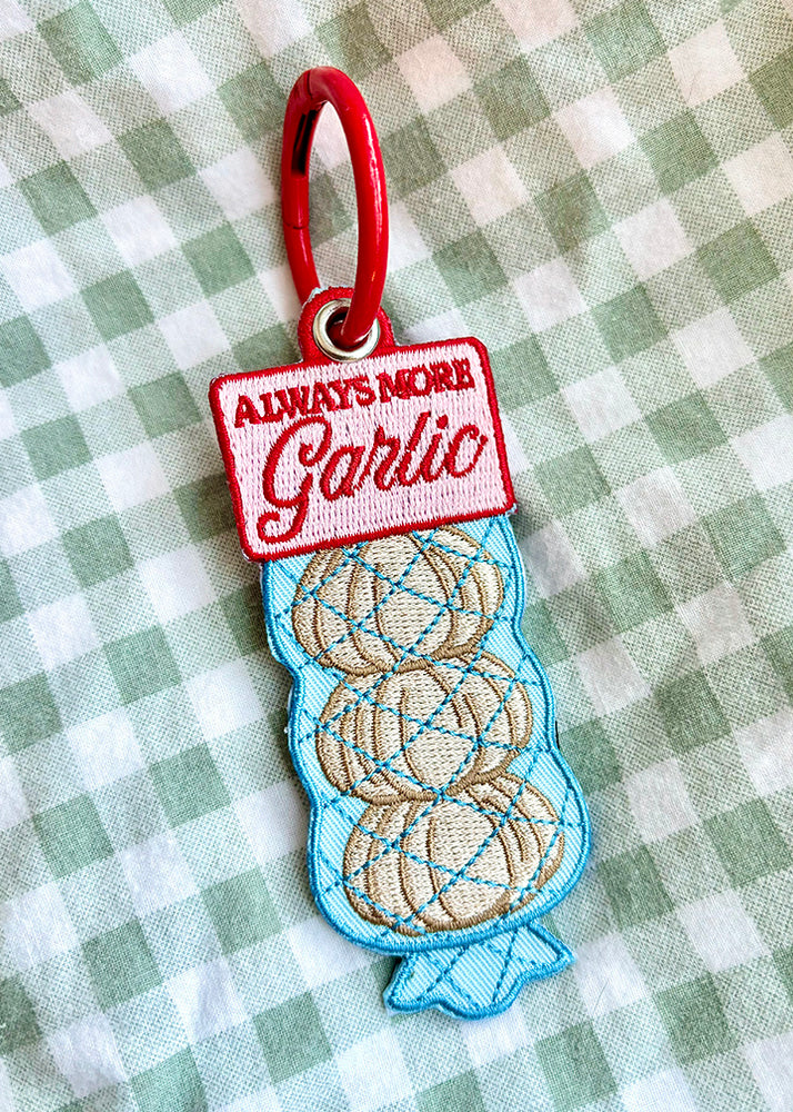 Always More GARLIC Embroidered Keychain