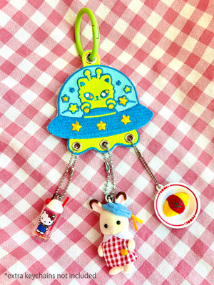 Cat Alien Trinket Holder Embroidered Keychain