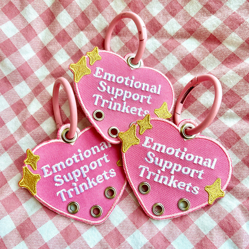 Emotional Support Trinkets Heart Embroidered Keychain