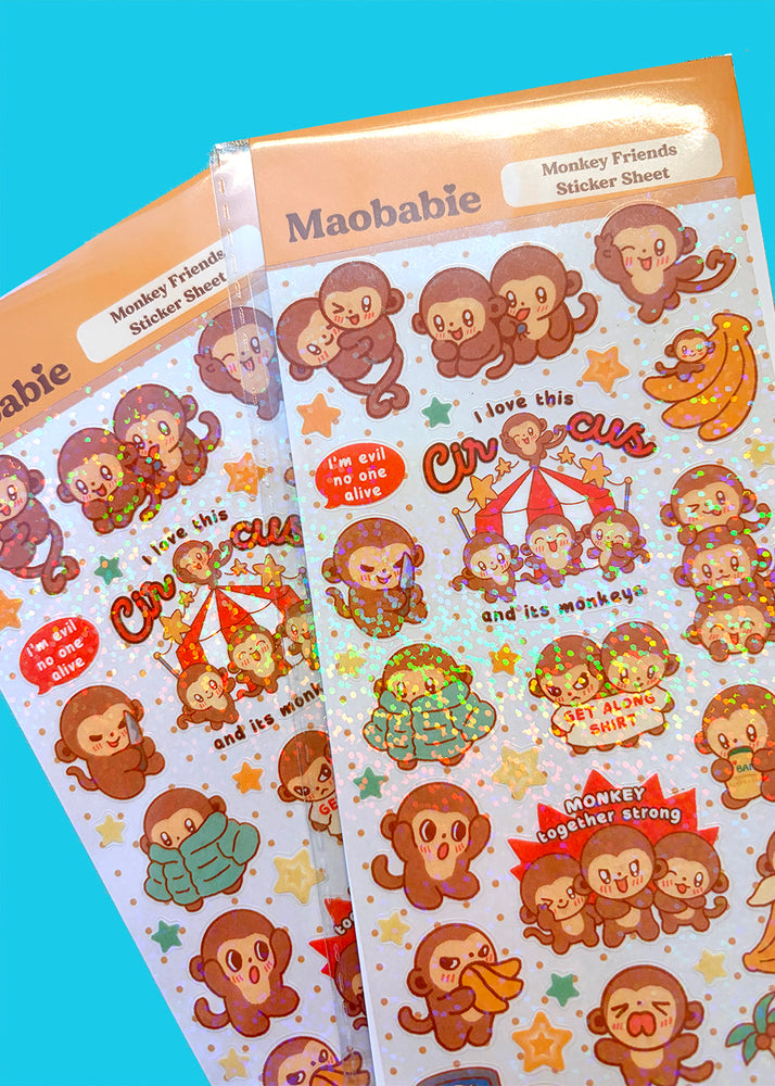 Sticker Sheet - Monkey Friends – Maobabie