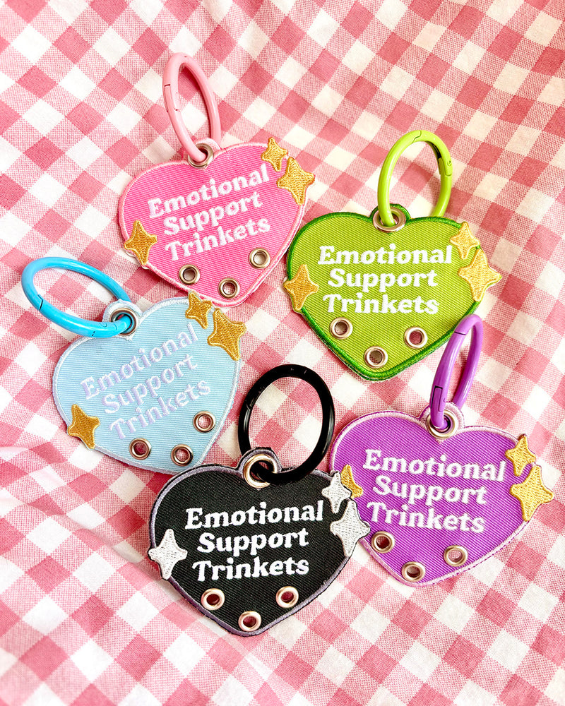 Emotional Support Trinkets Heart Embroidered Keychain