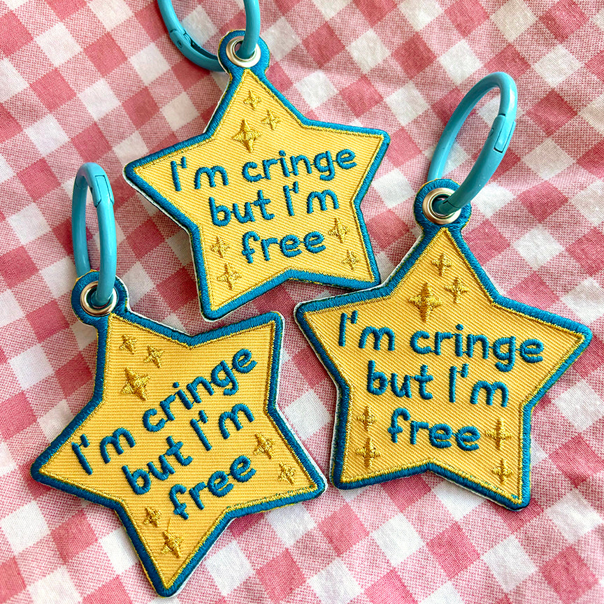 I'm Cringe but I'm Free Star Embroidered Keychain