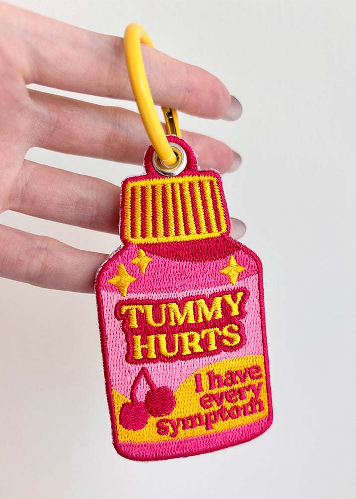 Tummy Hurts Medicine Embroidered Keychain