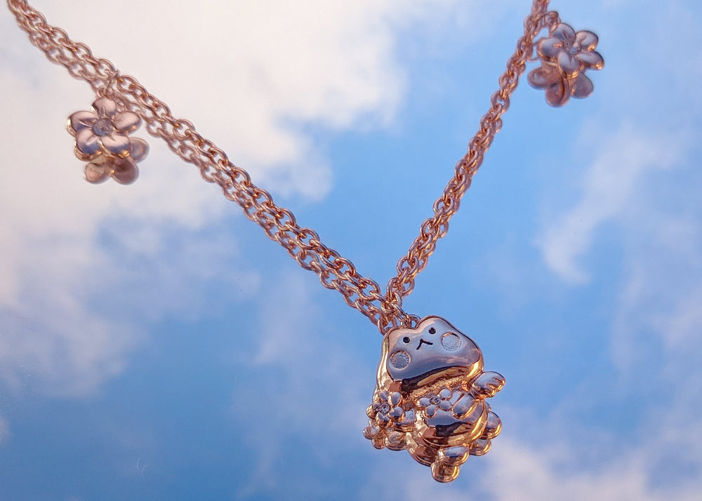 Froggy Angel Necklace in Rose Gold